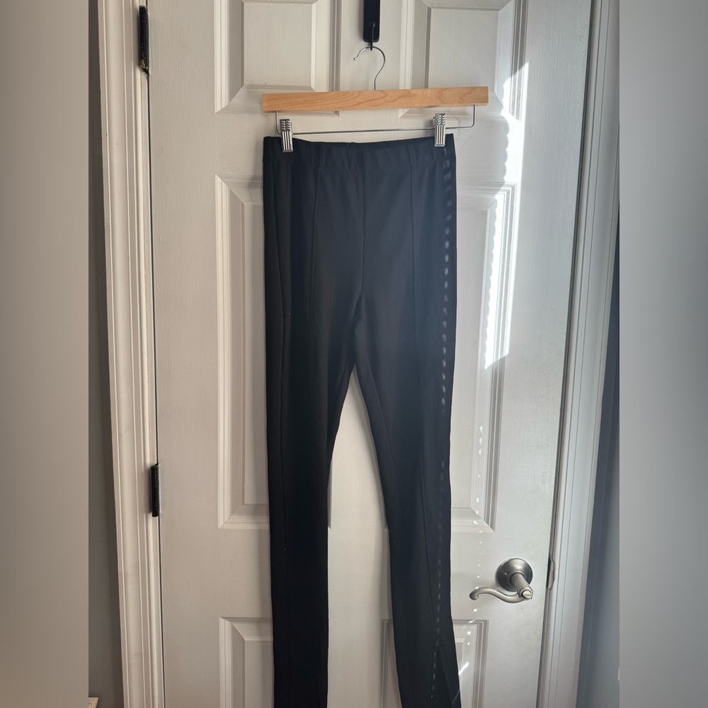 Black Divided Ribbed Leggings